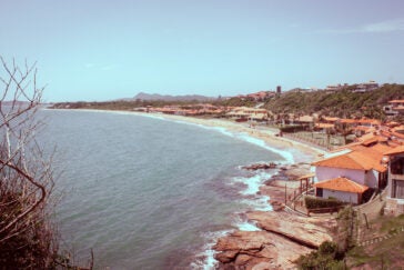 A row of houses along a coastline