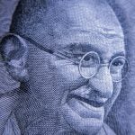 A steel print portrait of Gandhi
