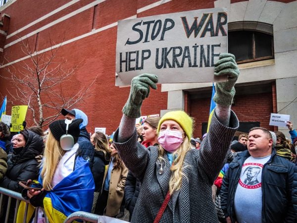 Photo of protestors against the war in Ukraine
