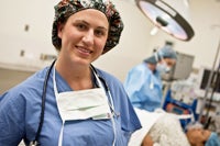 Nurse in scrubs in an operating room