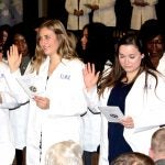 A group of nursing students from the class of 2020 recite the Nightingale Pledge during the White Coat Ceremony Jan. 22.