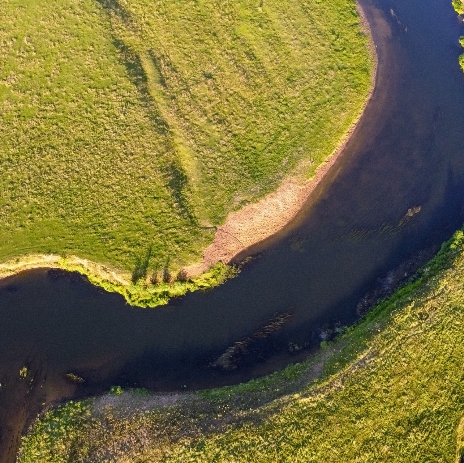 aerial view of waterway