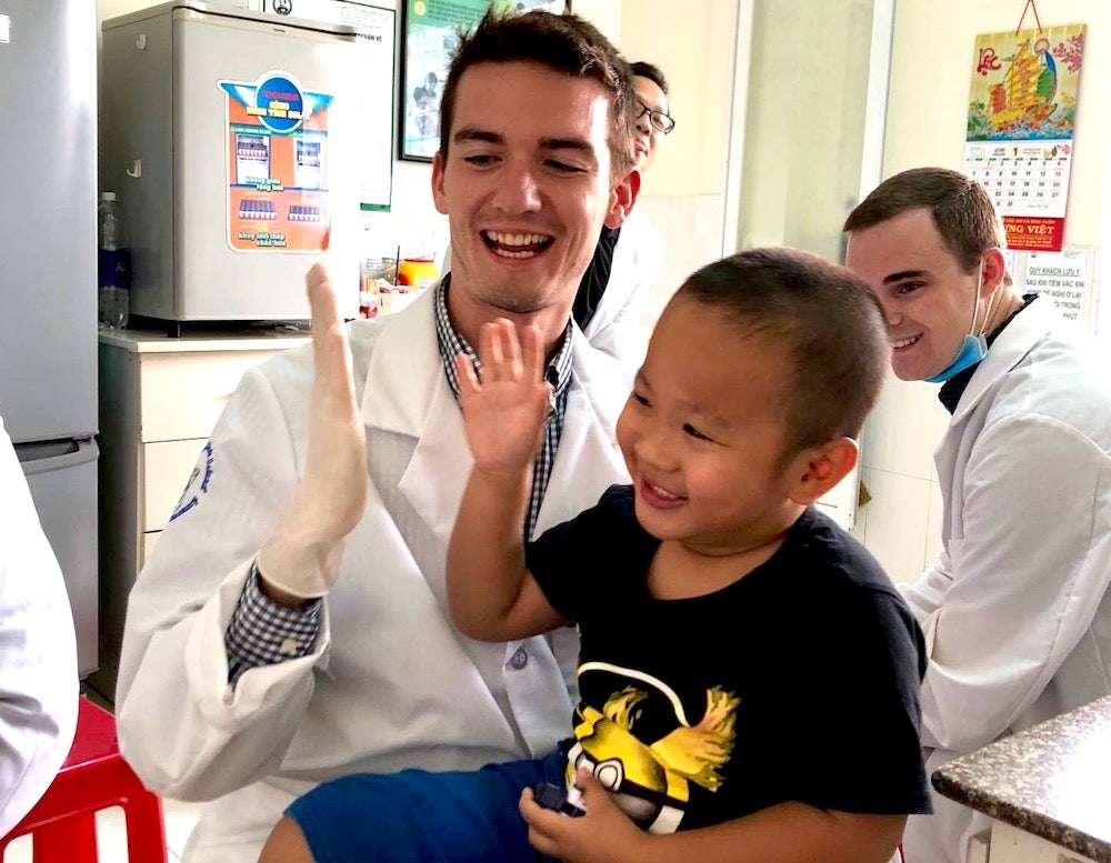 Colin Dimond works in the vaccination clinic at Louis Pasteur Polyclinique in Vietnam.