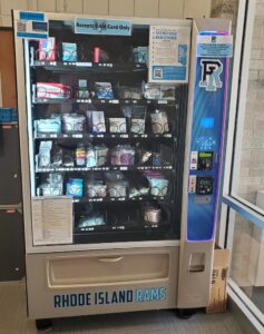 URI’s wellness vending machine is available any time of day in the 24-hour study room on the first floor of URI’s Robert L. Carothers Library & Learning Commons. (URI Photos/Neil Nachbar)