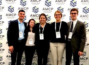 URI PharmD students Adam Turenne, Rebecca Menghi, Imke Scheepers, Cecilia Costello and Matthew Lefebvre recently competed in the AMCP national contest in San Diego.