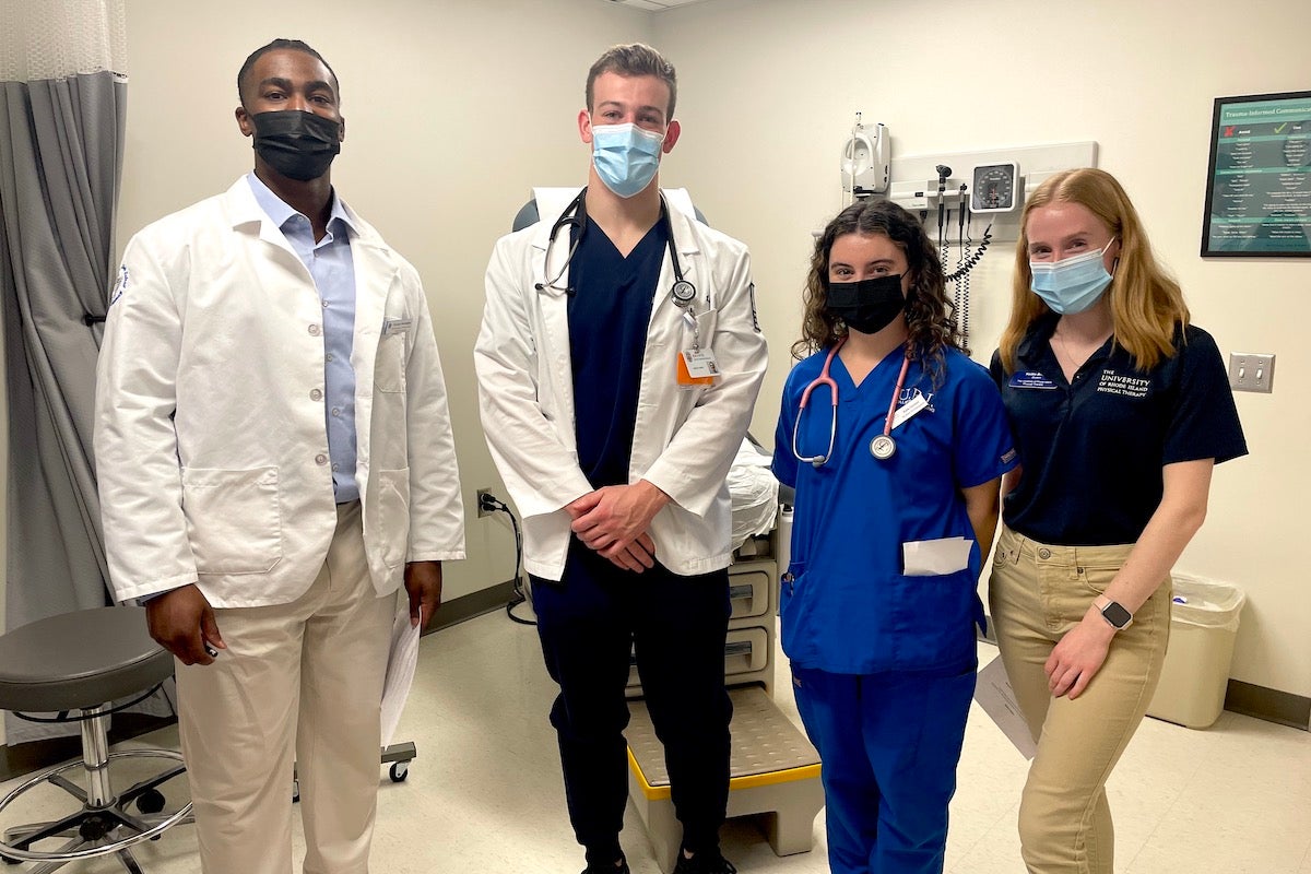 URI Nursing, Pharmacy and Physical Therapy students worked together on a variety of patient-focused healthcare simulations during an interprofessional education collaboration at the Alpert Medical School at Brown University Jan. 31.