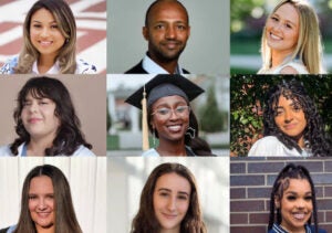 URI has selected nine student speakers for the 2026 spring commencement weekend. Top row from left, Skyla Anderson, Asta Habtemichael and Jordyn Hickey; middle row from left, Julia Johnson, Zoie Ndonye and Prachi Patel; bottom row from left, Gianna Petrangelo, Victoria Reilly and Angel Vega.