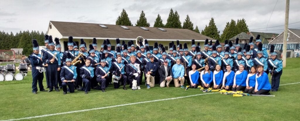 University of Rhode Island Ram Band and President Marc Parlange.