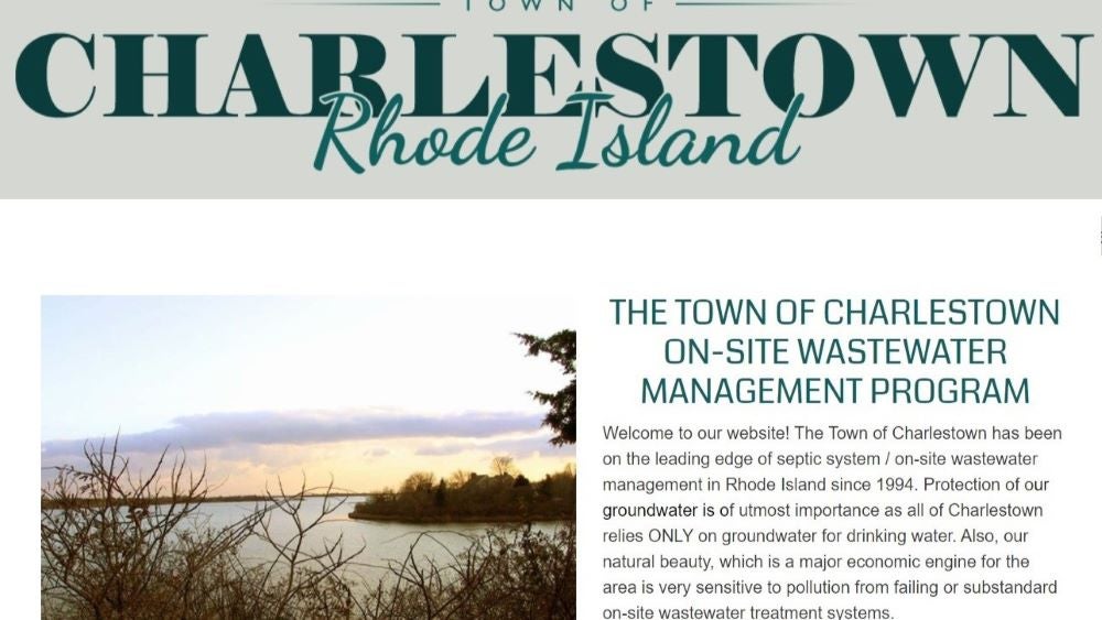Screenshot of Town Of Charlestown Rhode Island's Onsite Wastewater Management Site