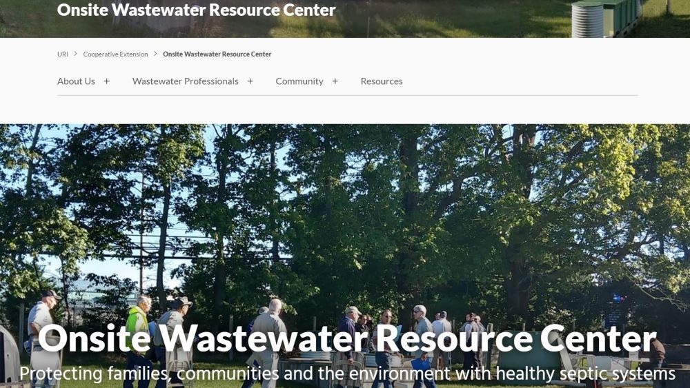 Screenshot of the URI Onsite Wastewater Resource Center Website