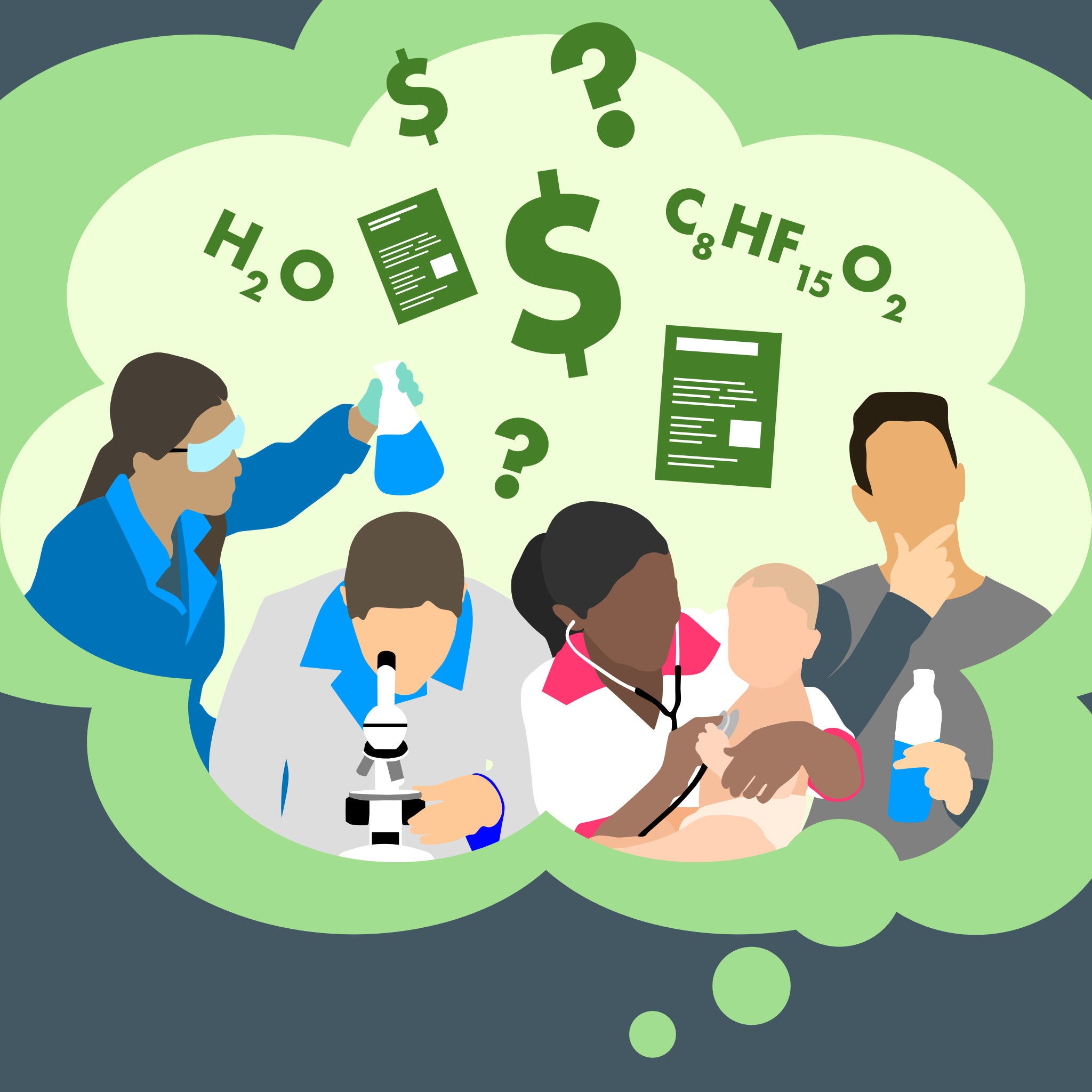 graphic of professionals handling finances