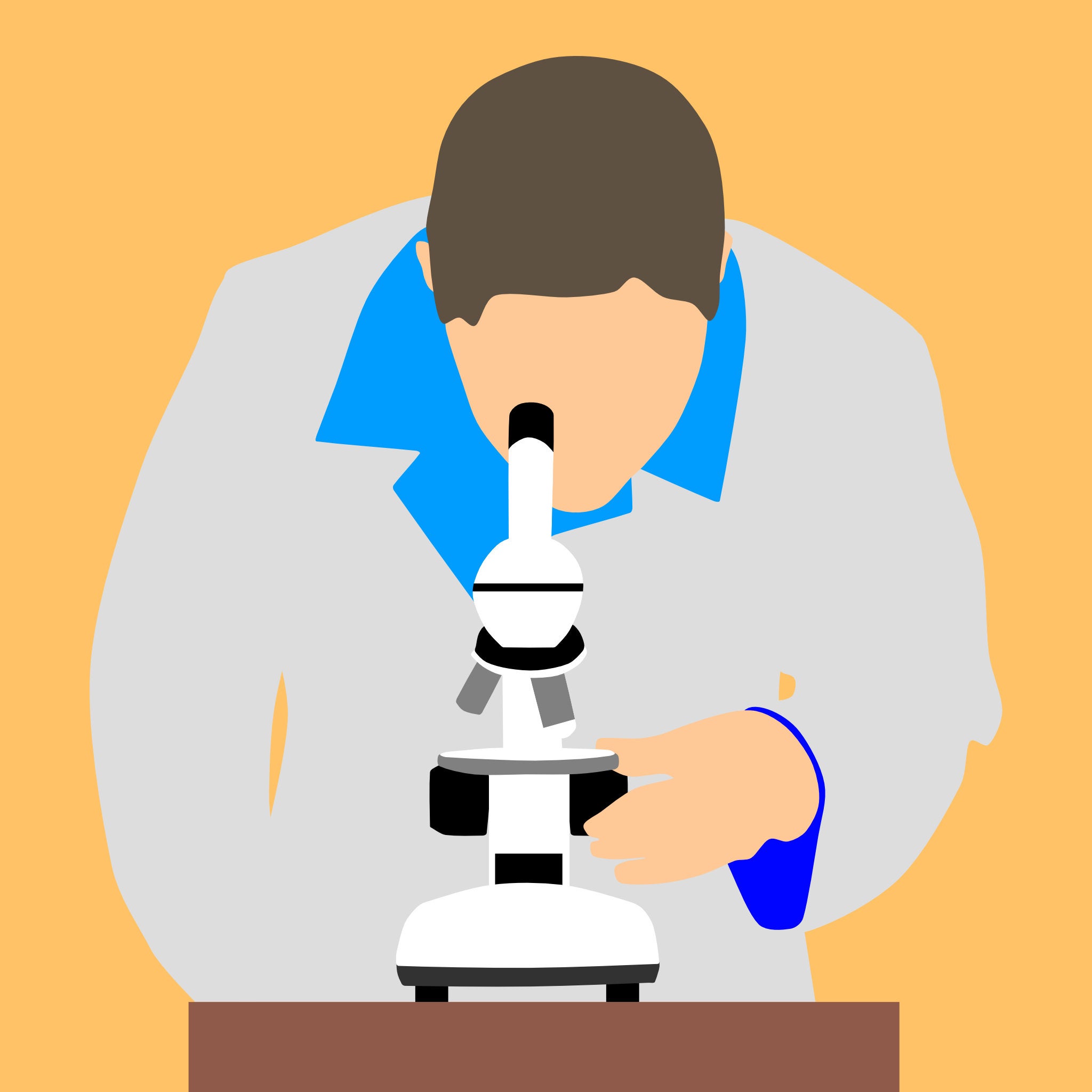 graphic of person looking through microscope