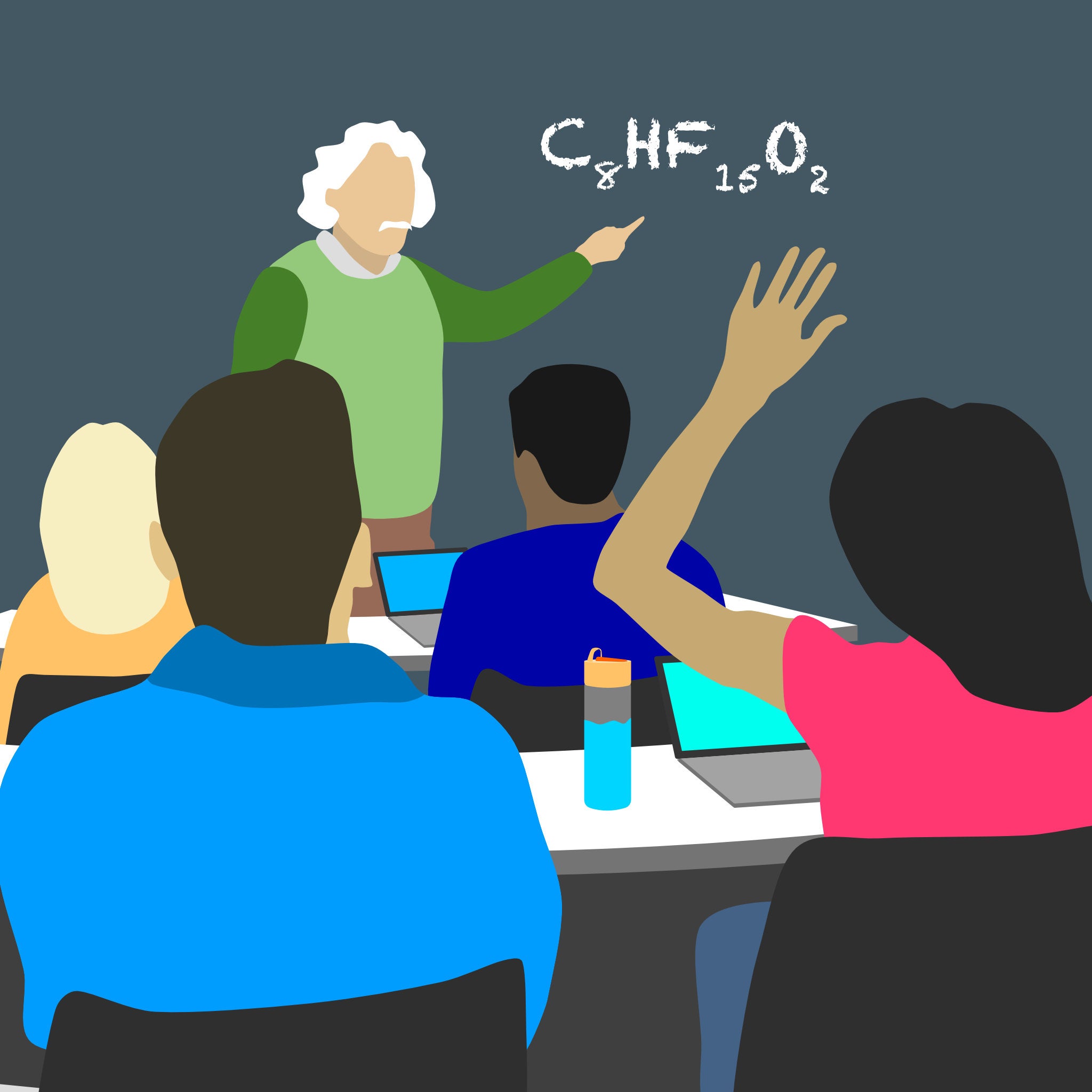 graphic of teacher teaching a class