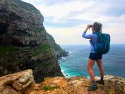 STEEP Trainee Anna Robuck studying a bird-nesting cliff in South Africa