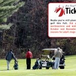A group of men on a golf course with the caption "Maybe you're still planning a few last rounds of golf this Fall. Did you know that in the northeastern and midwestern United States, October and November are the most active seasons for adult stage deer ticks?"