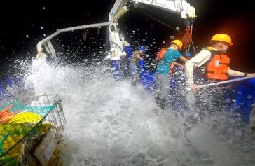 Nighttime CPIES recovery aboard R/V Pelican