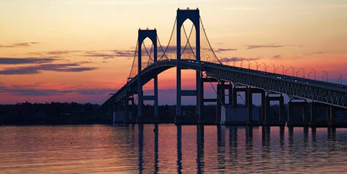 Newport Bridge at sunset