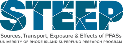 Sources, Transport, Exposure & Effects of PFASs; University of Rhode Island Research Program Logo