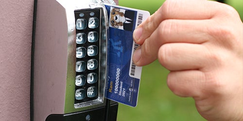 Swiping card in door lock