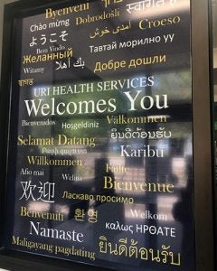 health services welcomes. With welcome written in different languages.