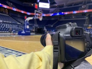 Siobhan shooting URI's Ryan Center basketball arena