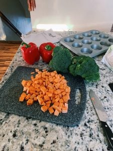 Vegetables on counter