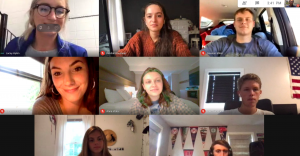 virtual meeting, with 8 boxes of people