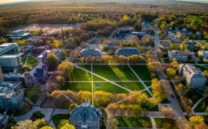 URI Campus from an Aerial View highlighting the quad