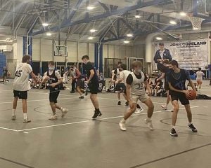 URI students playing Intramural Basketball in the Mackal Field House