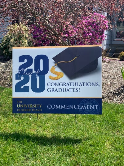 Congratulations graduates! URI Class of 2020 lawn sign
