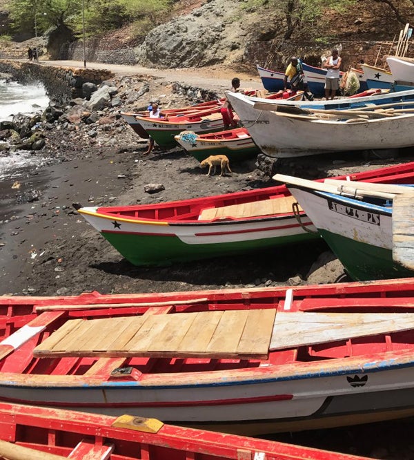 boats on shore in Cape Verde
