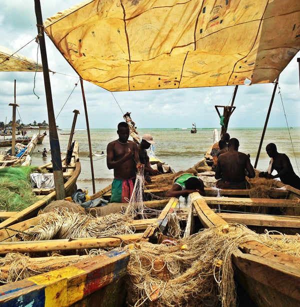 fishermen with nets in Ghana