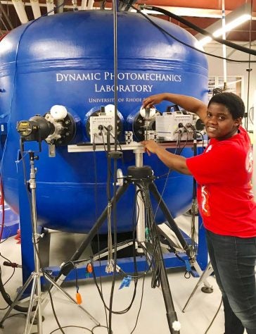 Irine Neba Mforsoh in Dynamic Photomechanics Laboratory