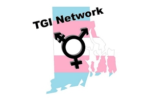 TGI Network logo on pink and blue state of rhode island