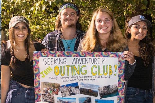 Students promoting the outing adventure club