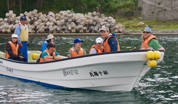 Students riding on a whaler abroad