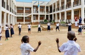Students in the Peace School Courtyard