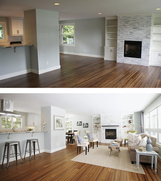 Before and after: Brito works her magic on an empty house.