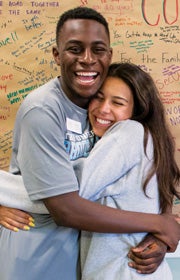 At the Cornerstones message board at URI’s Multicultural Center during orientation this summer.