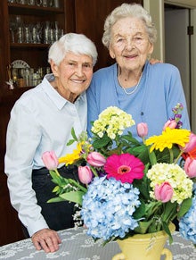 Ellie Lemaire (left) has won countless honors and been appointed to many athletic halls of fame, but among the professional accomplishments in her resume, she lists something no man would ever boast of: the title Playground Supervisor. Lemaire lives in North Kingstown with Madge Phillips (right). Madge Phillips’ doctoral thesis, on whether hormones affected women’s ability to play competitive sports, was pivotal in helping shape Title IX regulations. “Can you imagine what it took to stand up in front of a committee full of men and talk about menstruation?” marvels Lynn Baker-Dooley. “That’s courage.”