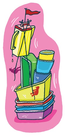 Illustration of various tupperware containers.