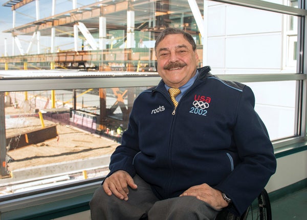 Paul DePace is pictured in front of engineering building construction.