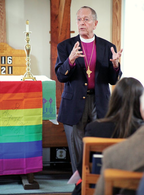 Gene Robinson, the first openly gay Anglican bishop, spoke at St. Augustine
