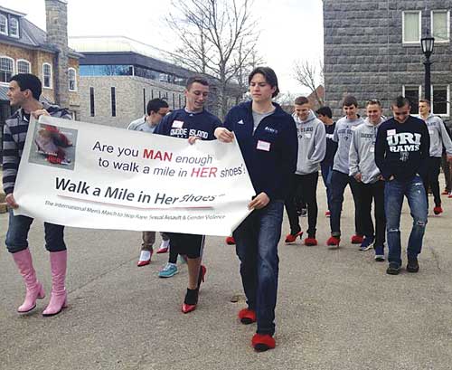Rhody Male Athletes Walk A Mile In Support Of Women