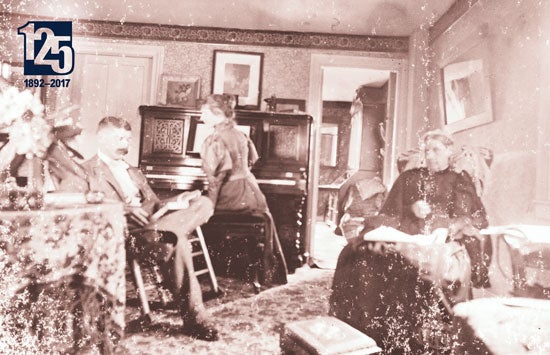 Bernon and Mary Helme with their mother, at home in Kingston in an undated photo.