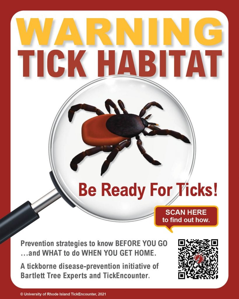 Tick warning sign with QR code