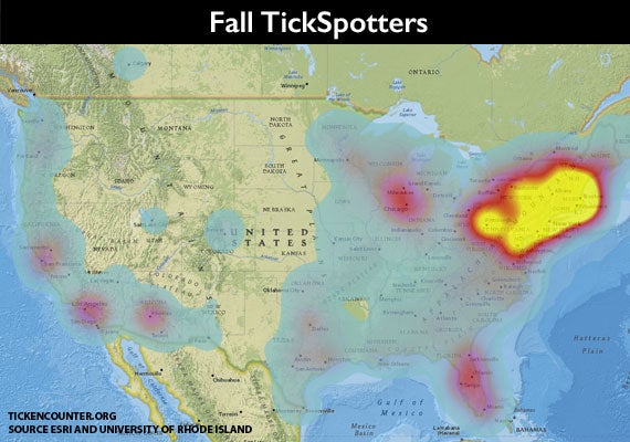 A map of Fall tick hot spots
