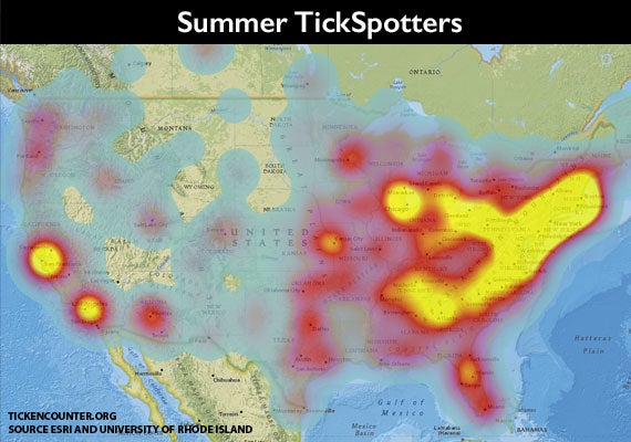A map of Summer tick hot spots