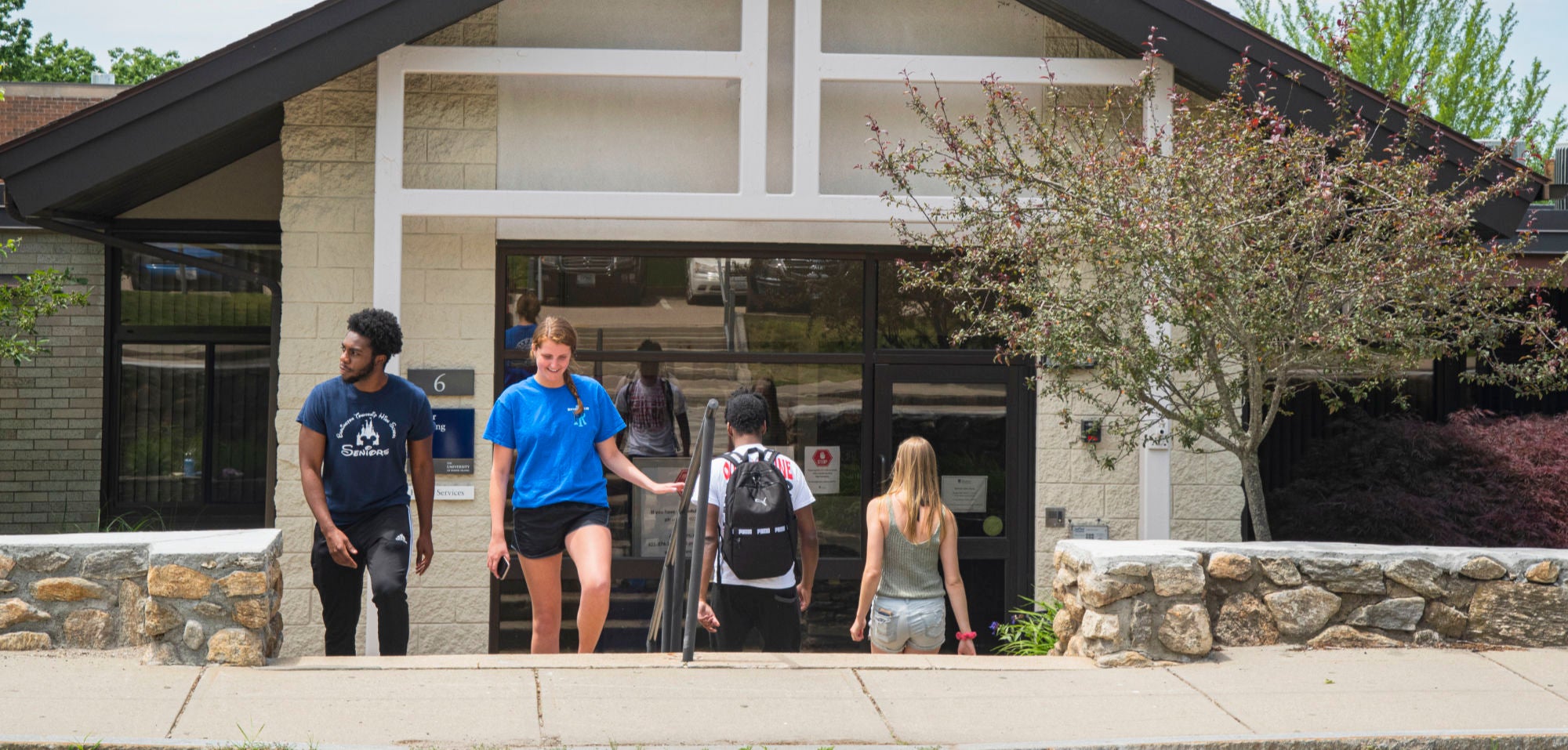 students leaving Health Services