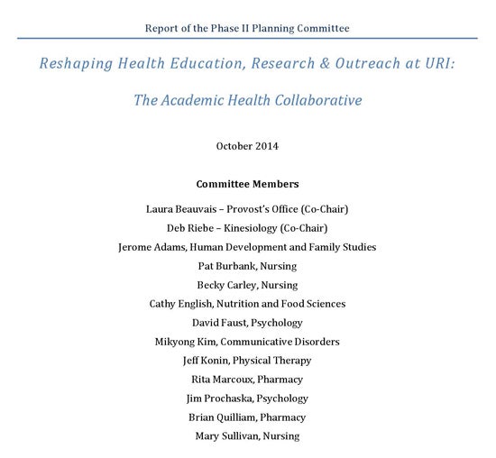 Final Report on Health Reorganization